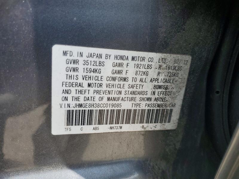 Продаж на аукціоні авто 2012 Honda Fit, vin: JHMGE8H38CC019085, номер лоту: 54429736