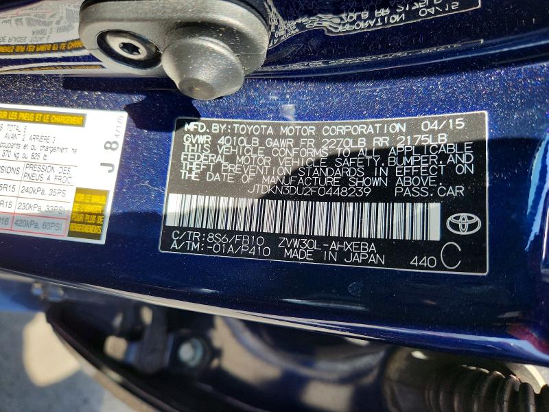 Aukcja sprzedaży 2015 Toyota Prius, vin: JTDKN3DU2F0448239, numer aukcji: 51832966