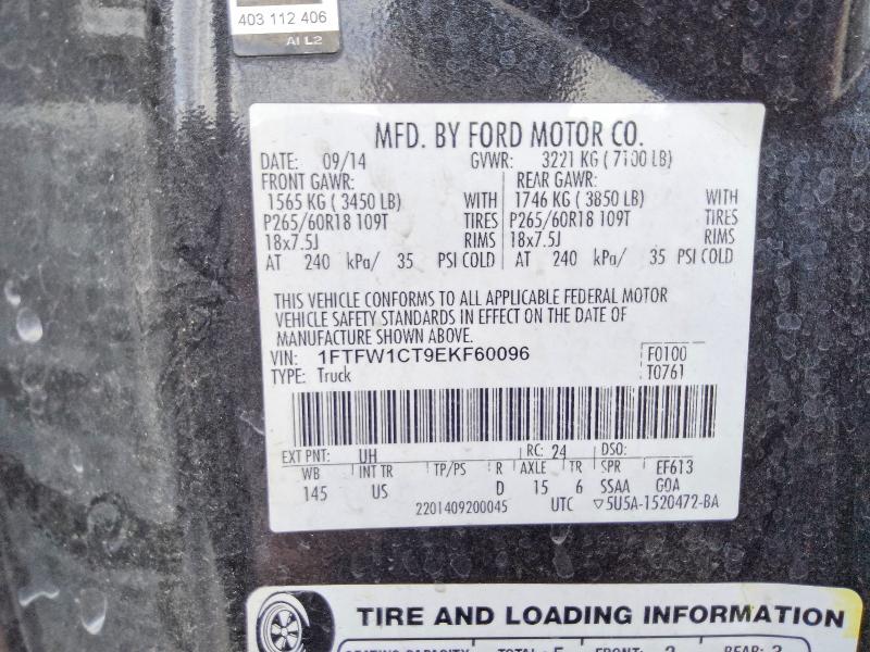 Aukcja sprzedaży 2014 Ford F150, vin: 1FTFW1CT9EKF60096, numer aukcji: 53098816