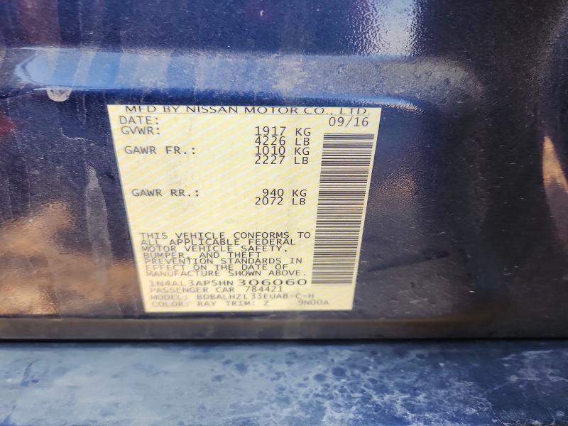 Продажа на аукционе авто 2017 Nissan Altima, vin: 1N4AL3AP5HN306060, номер лота: 52389146