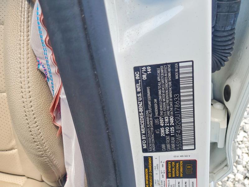 Продажа на аукционе авто 2016 Mercedes-benz C, vin: 55SWF4JB2GU178633, номер лота: 52909396