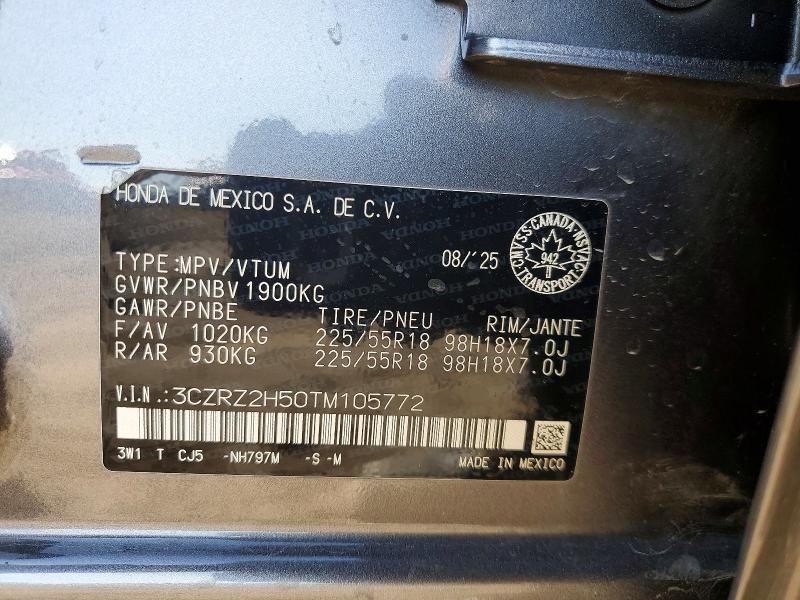 Aukcja sprzedaży 2026 Honda Hr-v, vin: 3CZRZ2H50TM105772, numer aukcji: 54043216