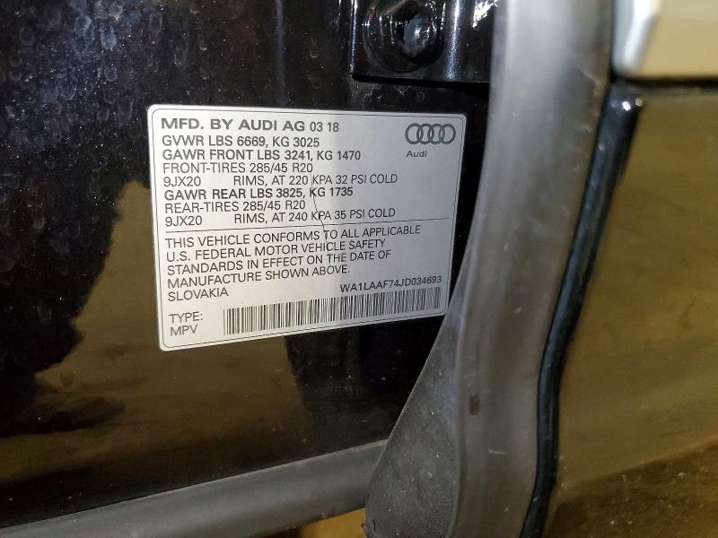 Aukcja sprzedaży 2018 Audi Q7, vin: WA1LAAF74JD034693, numer aukcji: 52367466