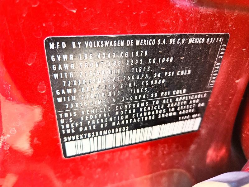 Aukcja sprzedaży 2024 Volkswagen Taos, vin: 3VVEX7B2XRM069802, numer aukcji: 52780866