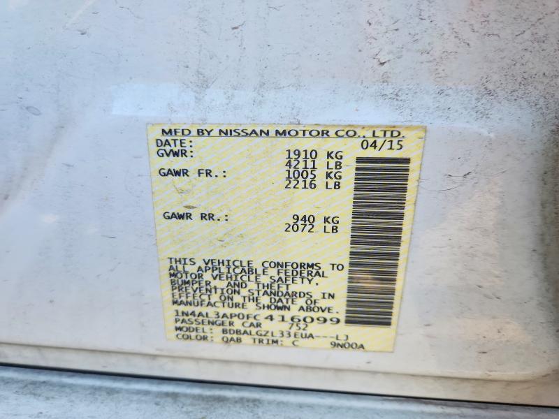 2015 Nissan Altima მანქანა იყიდება აუქციონზე, vin: 1N4AL3AP0FC416099, აუქციონის ნომერი: 53252816