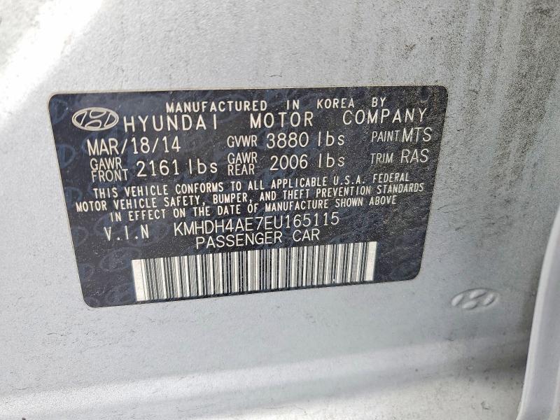 55125316 :رقم المزاد ، KMHDH4AE7EU165115 vin ، 2014 Hyundai Elantra مزاد بيع
