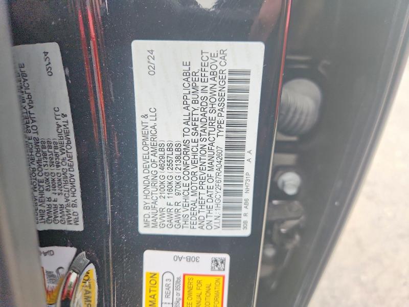 Продажа на аукционе авто 2024 Honda Accord, vin: 1HGCY2F67RA042607, номер лота: 54332926