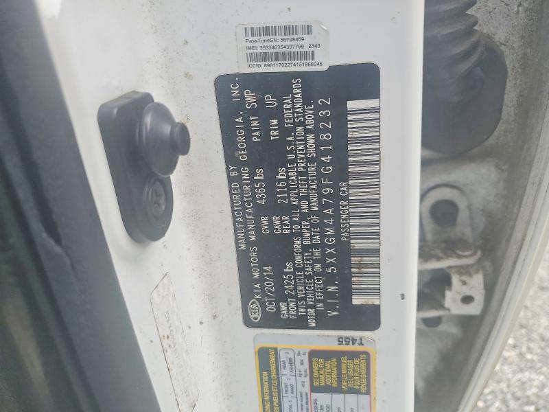54981066 :رقم المزاد ، 5XXGM4A79FG418232 vin ، 2015 Kia Optima مزاد بيع