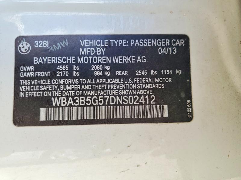 2013 Bmw 328 მანქანა იყიდება აუქციონზე, vin: WBA3B5G57DNS02412, აუქციონის ნომერი: 53100636
