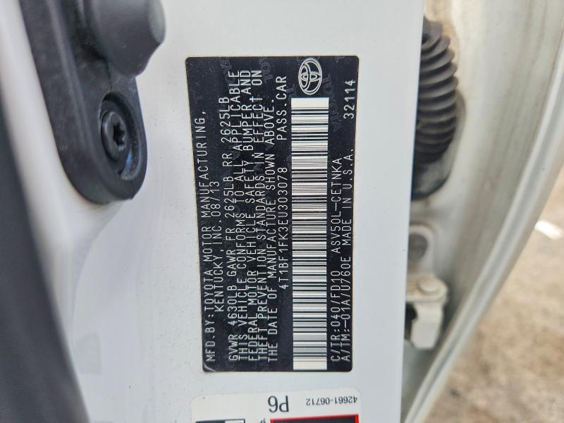 2014 Toyota Camry მანქანა იყიდება აუქციონზე, vin: 4T1BF1FK3EU303078, აუქციონის ნომერი: 55019026