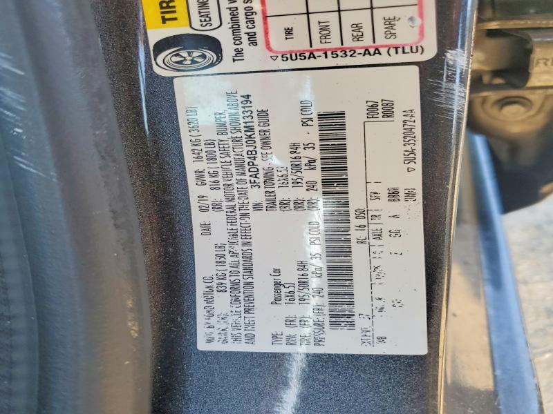 55044506 :رقم المزاد ، 3FADP4BJ0KM133194 vin ، 2019 Ford Fiesta مزاد بيع