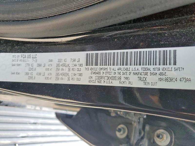 Продажа на аукционе авто 2019 Ram 1500, vin: 1C6SRFKT3KN595108, номер лота: 54155396