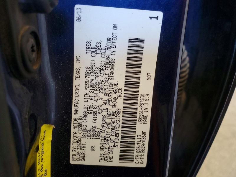 53228236 :رقم المزاد ، 5TFDW5F1XDX317889 vin ، 2013 Toyota Tundra مزاد بيع