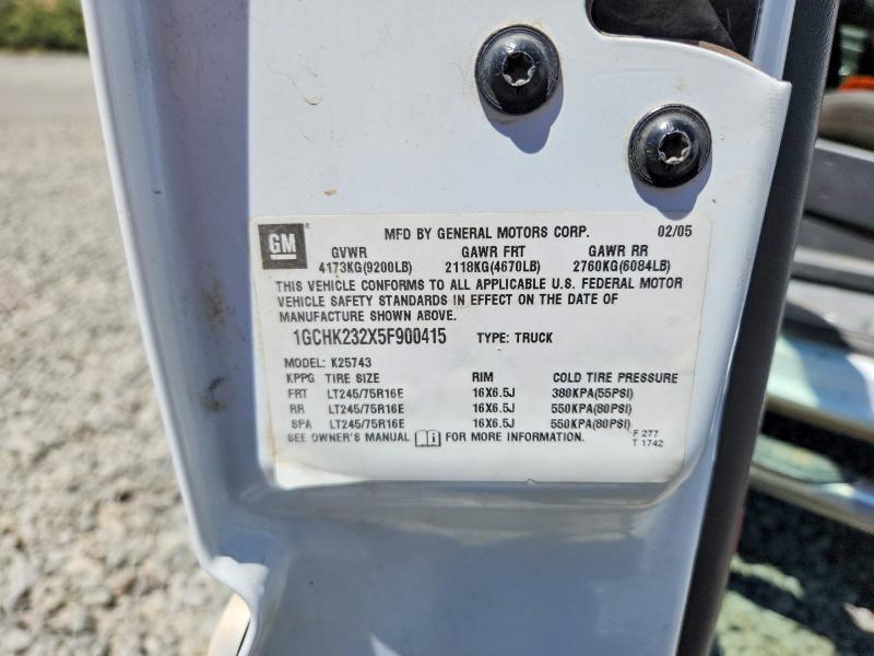 2005 Chevrolet Silverado მანქანა იყიდება აუქციონზე, vin: 1GCHK232X5F900415, აუქციონის ნომერი: 53398336