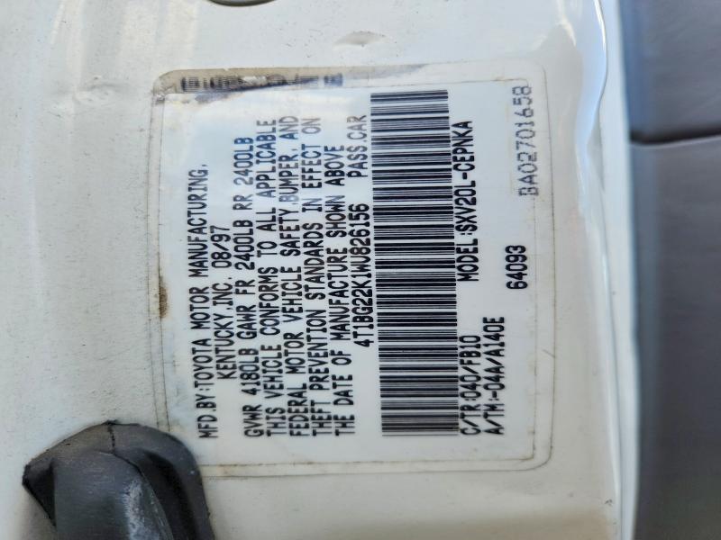 1998 Toyota Camry მანქანა იყიდება აუქციონზე, vin: 4T1BG22K1WU826156, აუქციონის ნომერი: 53810196