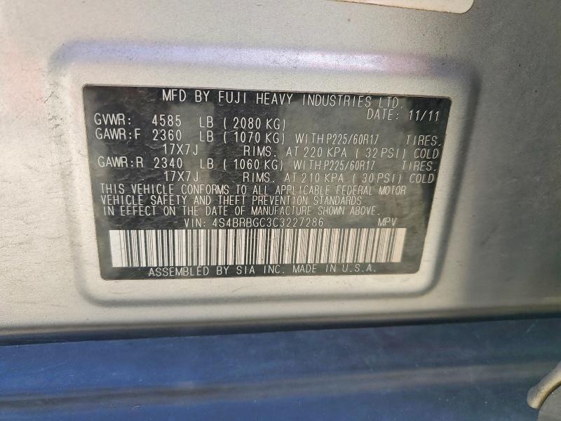 Aukcja sprzedaży 2012 Subaru Outback, vin: 4S4BRBGC3C3227286, numer aukcji: 53313976