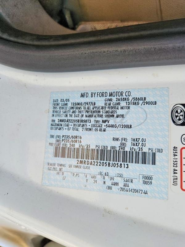 53601226 :رقم المزاد ، 2MRDA22205BJ05813 vin ، 2005 Mercury Monterey مزاد بيع