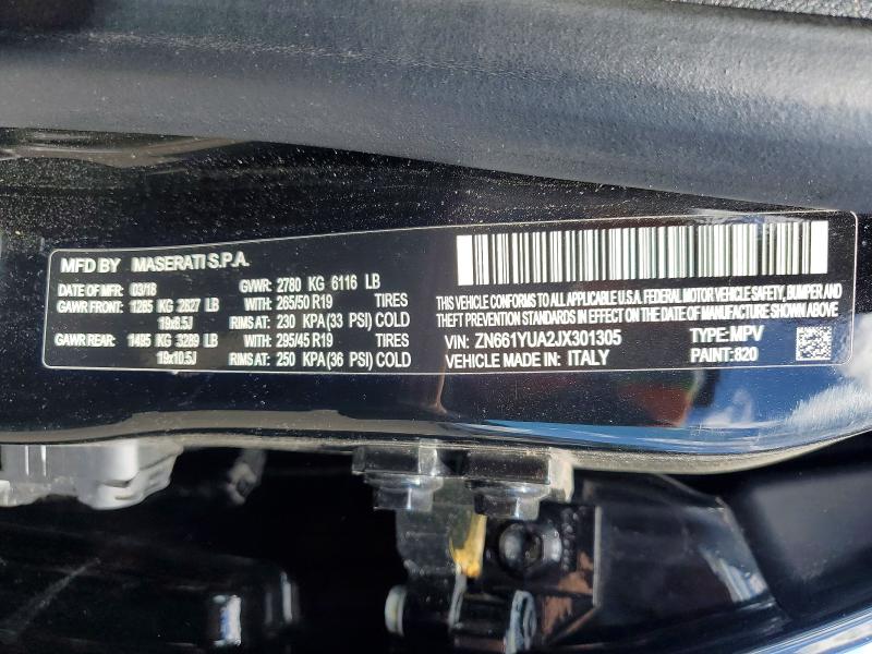 Aukcja sprzedaży 2018 Maserati Levante, vin: ZN661YUA2JX301305, numer aukcji: 53008076