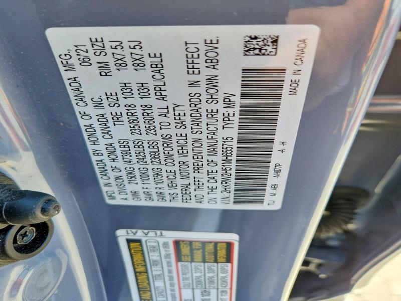 54038896 :رقم المزاد ، 2HKRW2H51MH655715 vin ، 2021 Honda Cr-v مزاد بيع