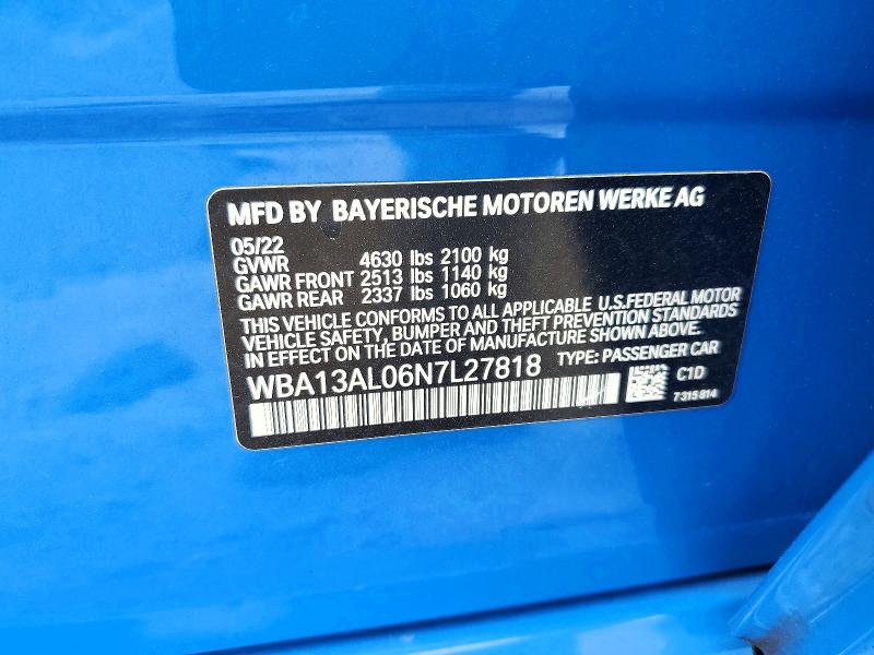 Продажа на аукционе авто 2022 Bmw M235xi, vin: WBA13AL06N7L27818, номер лота: 54769636