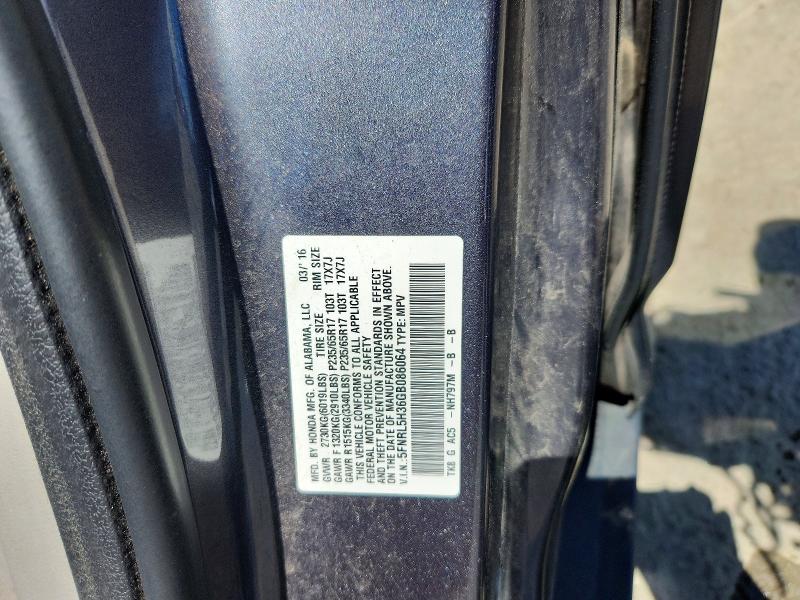 54971586 :رقم المزاد ، 5FNRL5H36GB086064 vin ، 2016 Honda Odyssey مزاد بيع