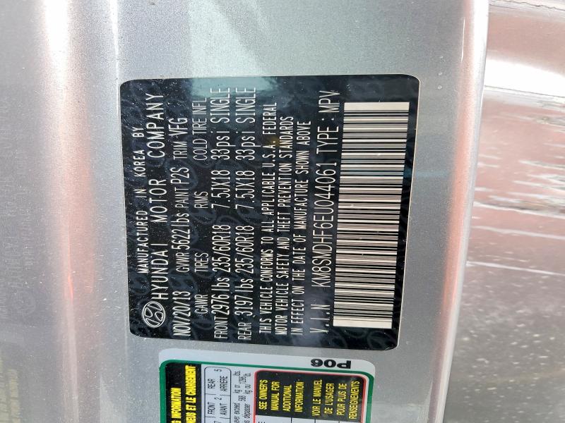 2014 Hyundai Santa Fe მანქანა იყიდება აუქციონზე, vin: KM8SMDHF6EU044061, აუქციონის ნომერი: 53597486