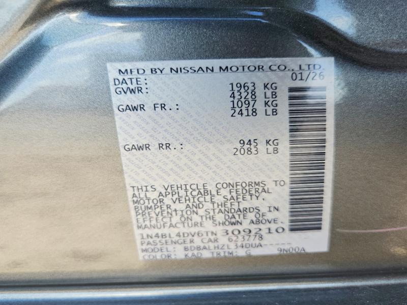 Продажа на аукционе авто 2026 Nissan Altima, vin: 1N4BL4DV6TN309210, номер лота: 53617336