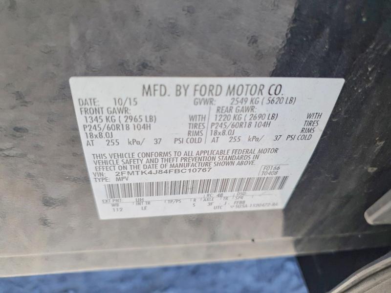 53694476 :رقم المزاد ، 2FMTK4J84FBC10767 vin ، 2015 Ford Edge مزاد بيع