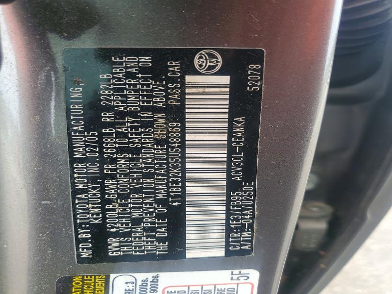 2005 Toyota Camry მანქანა იყიდება აუქციონზე, vin: 4T1BE32K35U548869, აუქციონის ნომერი: 55055766