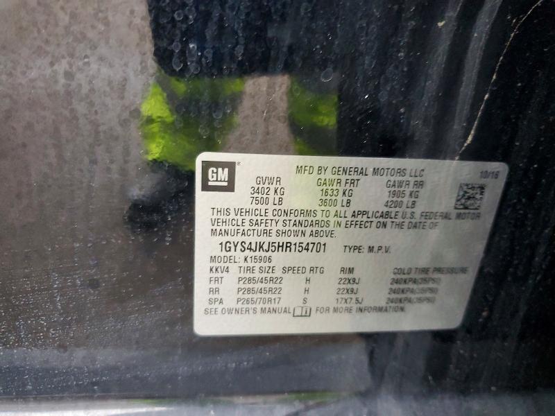 Aukcja sprzedaży 2017 Cadillac Escalade, vin: 1GYS4JKJ5HR154701, numer aukcji: 53535036