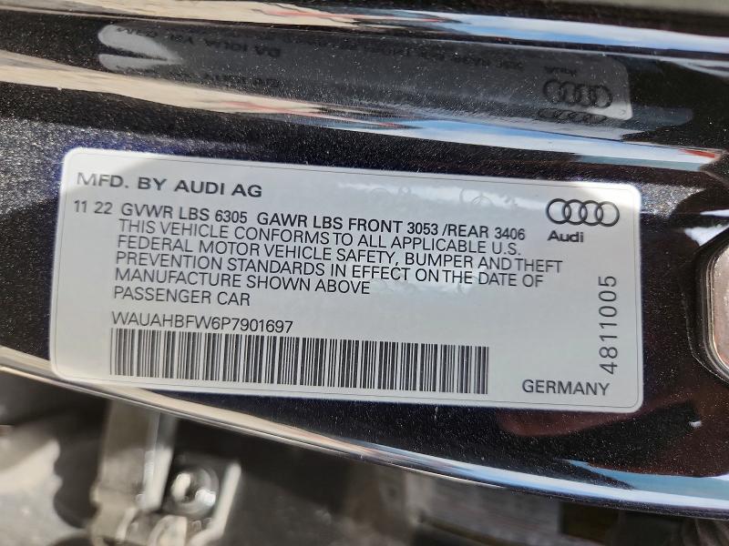 2023 Audi Rs E-tron Gt მანქანა იყიდება აუქციონზე, vin: WAUAHBFW6P7901697, აუქციონის ნომერი: 55412996