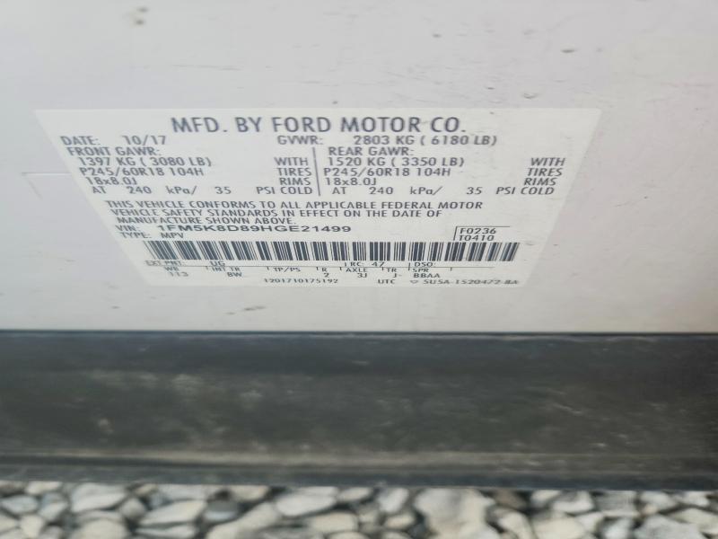 Продаж на аукціоні авто 2017 Ford Explorer, vin: 1FM5K8D89HGE21499, номер лоту: 55269156