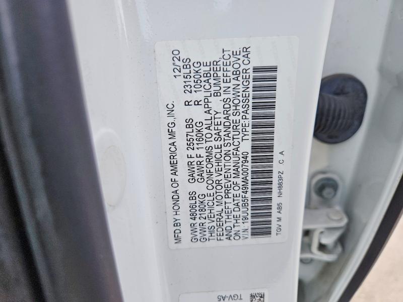 2021 Acura Tlx მანქანა იყიდება აუქციონზე, vin: 19UUB5F49MA007940, აუქციონის ნომერი: 54859016