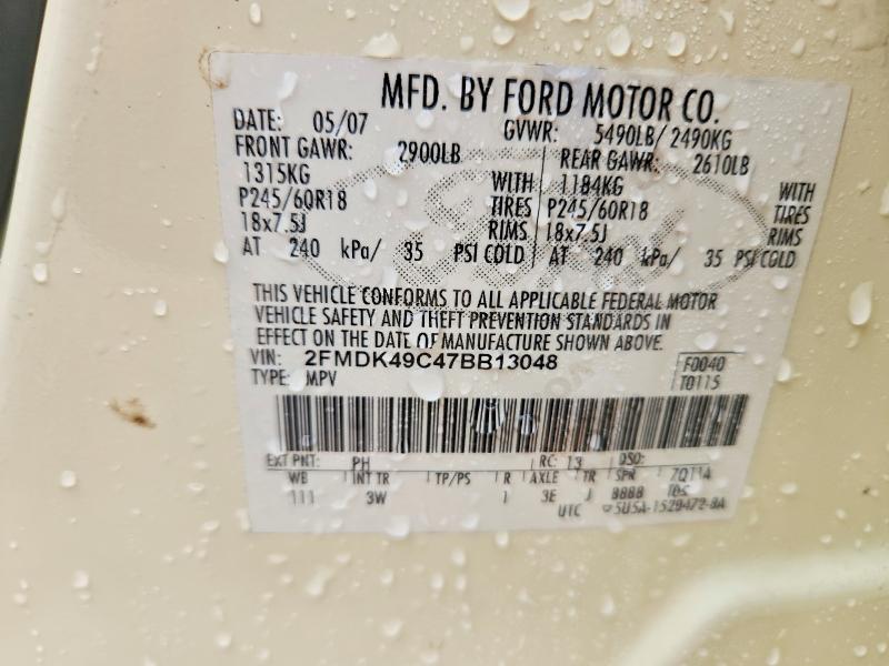 54822136 :رقم المزاد ، 2FMDK49C47BB13048 vin ، 2007 Ford Edge مزاد بيع