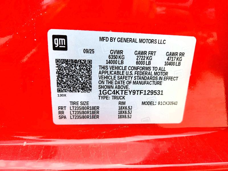 2026 Chevrolet Silverado მანქანა იყიდება აუქციონზე, vin: 1GC4KTEY9TF129531, აუქციონის ნომერი: 53228026