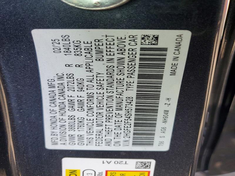 Продаж на аукціоні авто 2025 Honda Civic, vin: 2HGFE2F54SH573428, номер лоту: 54817906