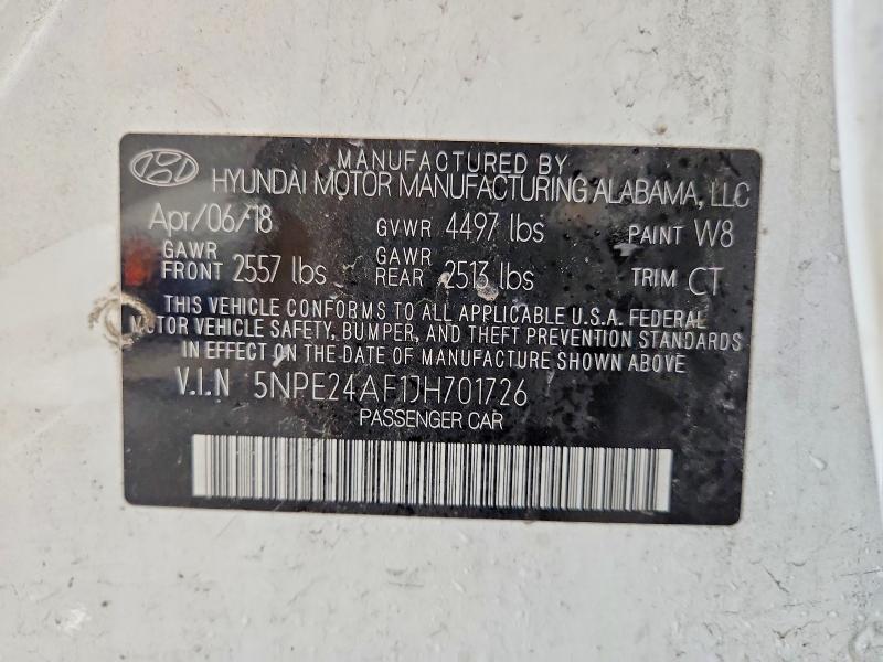Продаж на аукціоні авто 2018 Hyundai Sonata, vin: 5NPE24AF1JH701726, номер лоту: 51788486