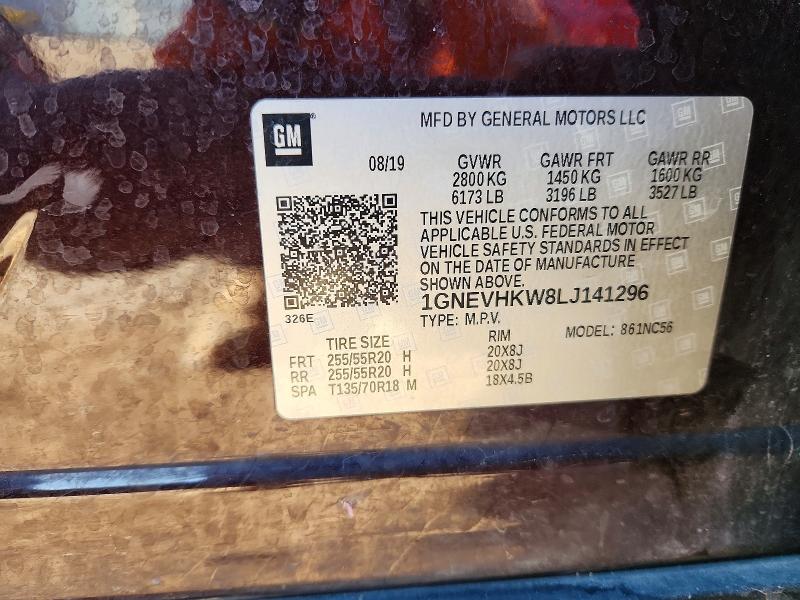 52608346 :رقم المزاد ، 1GNEVHKW8LJ141296 vin ، 2020 Chevrolet Traverse مزاد بيع