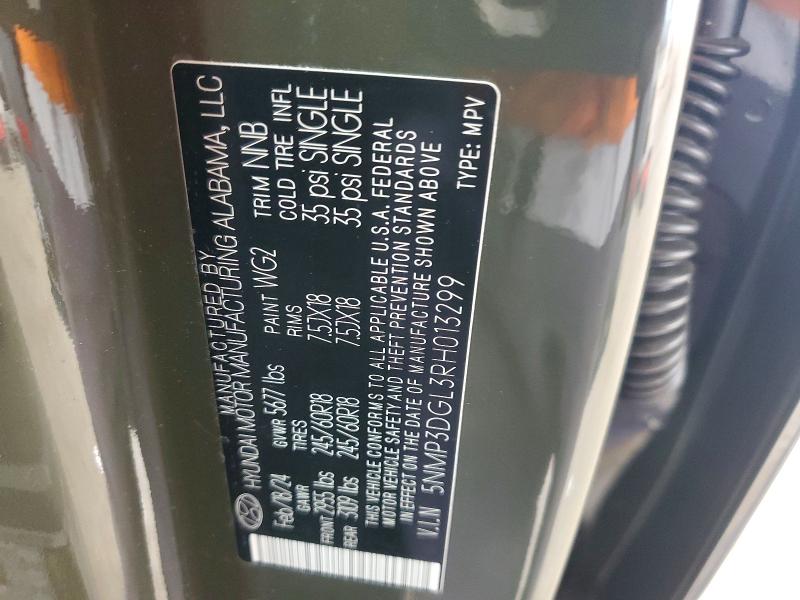 51491876 :رقم المزاد ، 5NMP3DGL3RH013299 vin ، 2024 Hyundai Santa Fe مزاد بيع