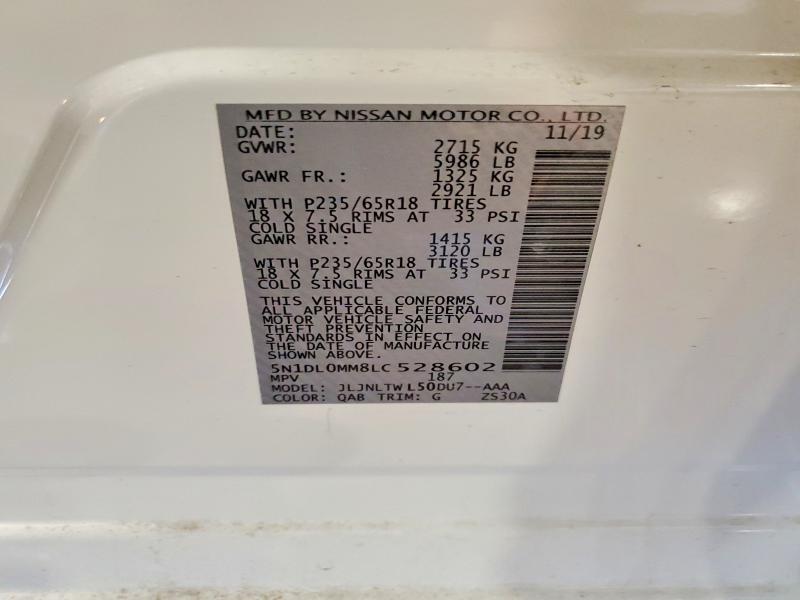 Продаж на аукціоні авто 2020 Infiniti Qx60, vin: 5N1DL0MM8LC528602, номер лоту: 54188906