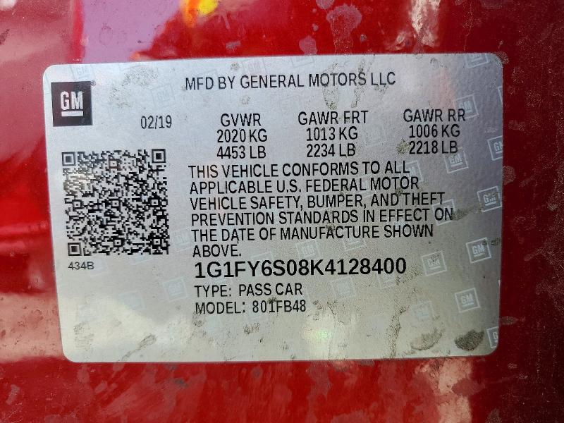 Aukcja sprzedaży 2019 Chevrolet Bolt Ev, vin: 1G1FY6S08K4128400, numer aukcji: 53428316