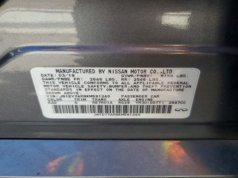 Продаж на аукціоні авто 2019 Infiniti Q50, vin: JN1EV7AR8KM591240, номер лоту: 54435376