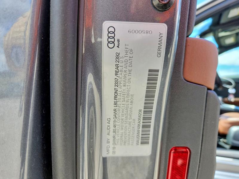 51492176 :رقم المزاد ، WAUGMAF48KA058208 vin ، 2019 Audi A4 مزاد بيع