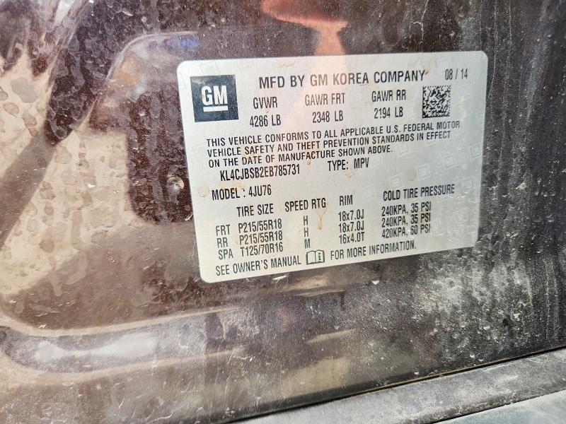 2014 Buick Encore მანქანა იყიდება აუქციონზე, vin: KL4CJBSB2EB785731, აუქციონის ნომერი: 54120426