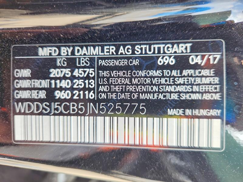 Aukcja sprzedaży 2018 Mercedes-benz Cla, vin: WDDSJ5CB5JN525775, numer aukcji: 52503466