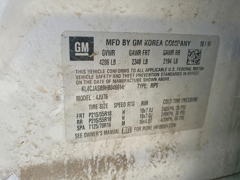 Aukcja sprzedaży 2017 Buick Encore, vin: KL4CJASB9HB046614, numer aukcji: 51978546