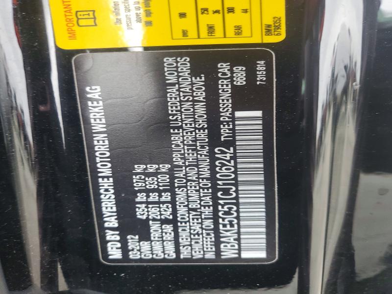 2012 Bmw 328 მანქანა იყიდება აუქციონზე, vin: WBAKE5C51CJ106242, აუქციონის ნომერი: 52919816