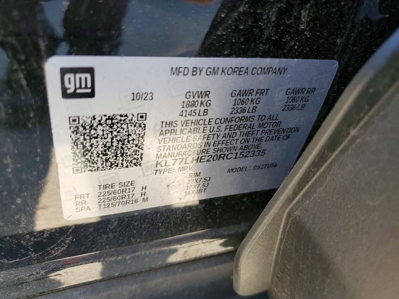 2024 Chevrolet Trax მანქანა იყიდება აუქციონზე, vin: KL77LHE20RC152335, აუქციონის ნომერი: 54243896