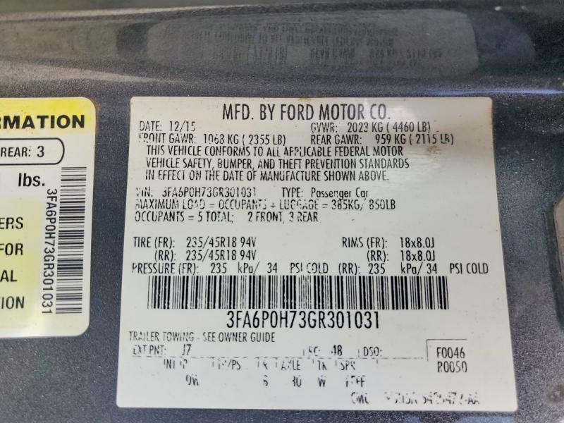 Продажа на аукционе авто 2016 Ford Fusion, vin: 3FA6P0H73GR301031, номер лота: 54536446