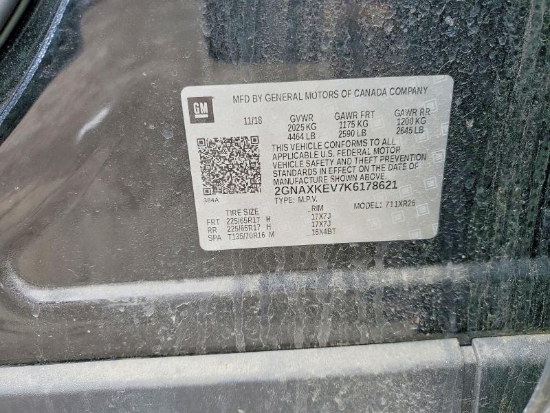 Aukcja sprzedaży 2019 Chevrolet Equinox, vin: 2GNAXKEV7K6178621, numer aukcji: 52048366